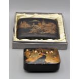 JAPANESE EBONY LIDDED BOX AND CIGARETTE CASE