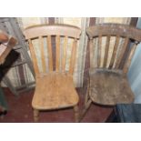 2 Elm Slat Back Chairs & 2 others