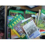 QUANTITY OF FOOTBALL PROGRAMMES MAINLY NORWICH CITY, NORWICH CITY DVD ETC (3 BOXES)