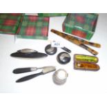 VINTAGE MANICURE SET ETC IN 2 TARTAN BOXES