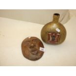 TREEN MASK AND A 1953 COMMEMORATIVE BOTTLE