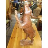 Vintage Carved Wooden Big Cat ( leopard ? ) 19 inches tall