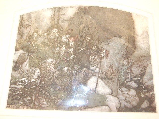 ARTHUR RACKMAN PRINT OF THE SLEEP OF RIP VAN WINKEL AND A PRINT OF VILLAGE LIFE - Image 2 of 3