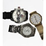 Three gents watches to include: Daniel Hatcher -Paris sports watch; Tri-Star quartz stainless