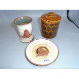 Hornsea Heirloom pot and Wold pottery cup/vase and pin tray