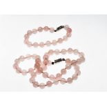 Bead Necklaces White jade Rose Quartz Necklace and matching bracelet