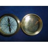 POCKET COMPASS STANLEY OF LONDON WITH ROBERT FROST POEM IN LEATHER CASE