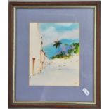 Helmut Wollny, (German) framed and glazed watercolour of a tropical street scene. signed bottom