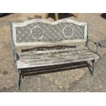 Cast Iron & Wood Garden Bench 50 inches wide 31 tall ( bench ends are cast iron the back is