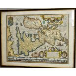 Print of map of Brittanica-Angliae-Scotiae et Hibernia, johannes jasonious 1621 amsterdam map maker