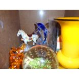 MIXED LOT OF COLLECTABLE FIGURES, PAPERWEIGHTS, CERAMIC HORSE ETC