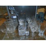 EDINBURGH CRYSTAL DECANTER, WATER JUG AND ASSORTED GLASSES