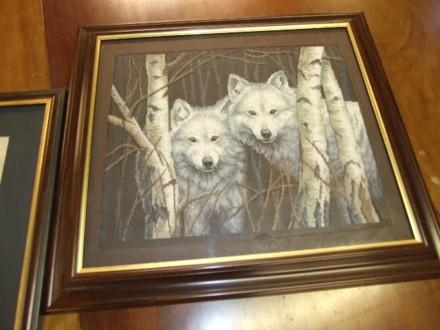 2 Framed Stitch works 14 x 14 & 14 x 11 1/2 inches - Image 2 of 2