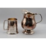 Silverplated tankard and silverplated water jug