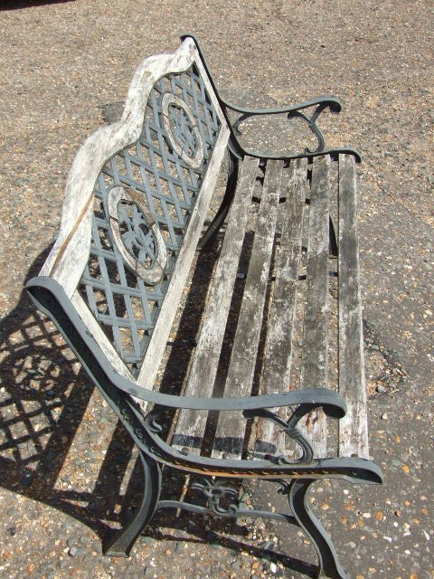Cast Iron & Wood Garden Bench 50 inches wide 31 tall ( bench ends are cast iron the back is - Image 2 of 5