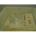 LARGE COLLECTION OF STAMPS IN A WHITE CRATE