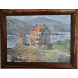 ARTHUR PALING (20th Century) Scottish Lochside Castle Oil, 34 x 47 cms