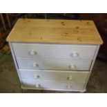 Painted Pine 4 Drawer Chest 31 1/2 inches wide , 30 1/2 tall 15 3/4 deep