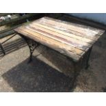 Garden Table with Cast Iron Base 44 x 27 inches 27 tall