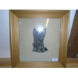 VINTAGE FRAMED TAPESTRY NEEDLEPOINT OF A SCOTTIE TERRIER DOG 40CM X38CM