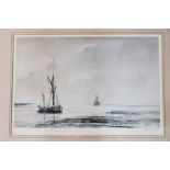 Guy Todd - watercolour print, entitled Thames Barges - Sunset - 73cm x 55cm signed bottom right 8/