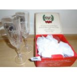 PAIR OF BOXED ROYAL WEDDING GLASSES AND 2 MILLENIUM CHAMPAGNE FLUTES