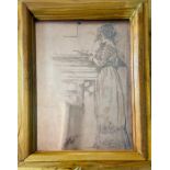 Copper Printers Plate of Lady 5 1/2 x 7 1/2 inches