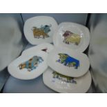 Set of 6 Vintage English Staffordshire Ironstone Beefeater steak cow plates