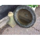 Large Concrete Pedestol Urn / Planter 31 inches wide 32 inches tall on base
