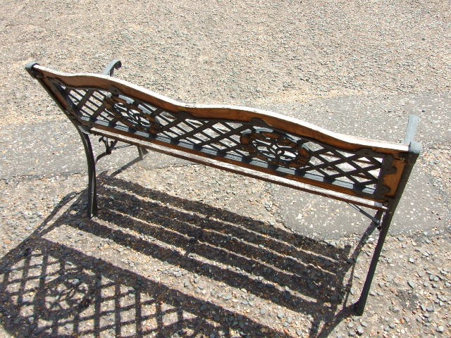 Cast Iron & Wood Garden Bench 50 inches wide 31 tall ( bench ends are cast iron the back is - Image 3 of 5