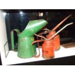 Vintage Oil Jug & 2 Oil Cans