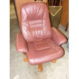 Brown Swivel Recliner & Footstool