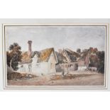 Robert Dixon (Norfolk School 1780-1815) landscape with cottages and figures watercolour over light