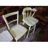 2 White Painted Chairs & Laundry Basket