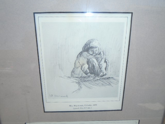 FRAMED AND GLAZED SET OF 3 SIGNED PENCIL DRAWINGS 1898 72CM X 36CM - Image 3 of 4