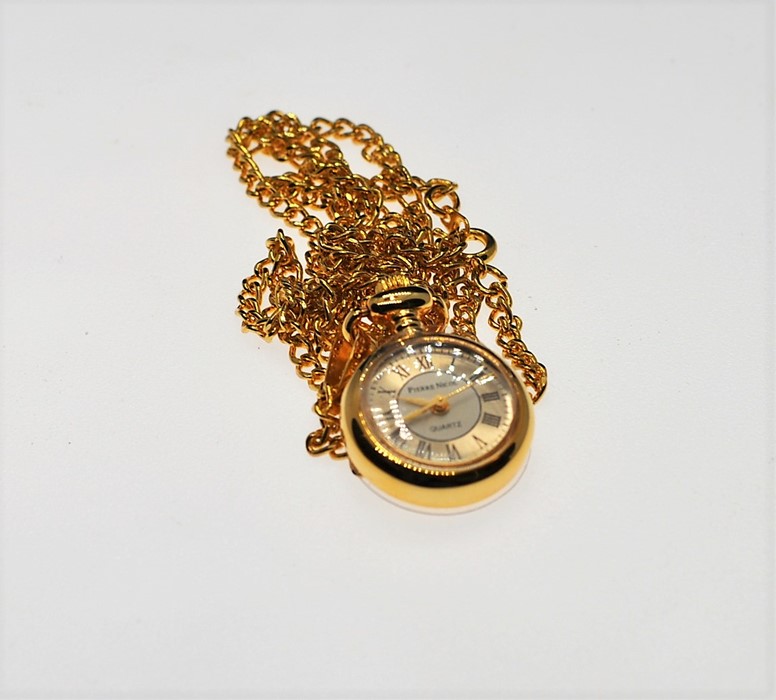 A ladies pendant quartz fob watch on chain by Pierre Nicol