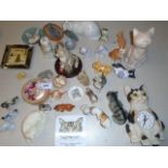 CACOPHONY OF CAT ORNAMENTS, CLOCK, COASTER, PAPERWEIGHT ETC