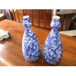 2 Blue & White Vases 11 inches tall