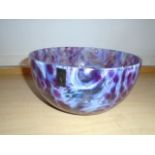 HAND MADE LANGHAM GLASS PURPLE BOWL 19CM DIAMETER