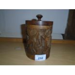 VINTAGE AFRICAN INTRICATELY CARVED WOODEN LIDDED TOBACCO POT/CADDY?