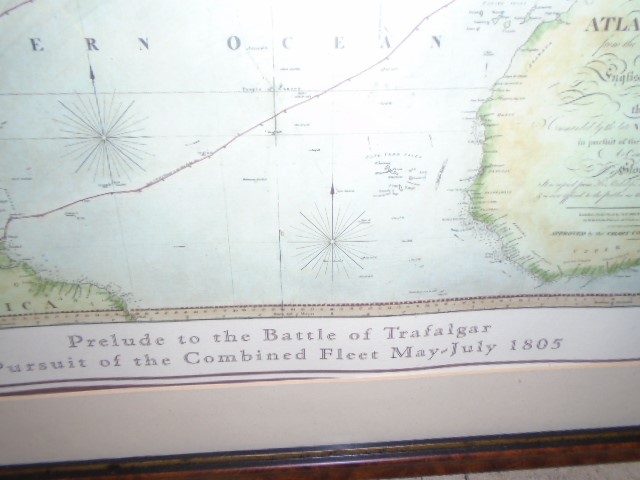 FRAMED AND GLAZED MAP OF THE PRELUDE TO THE BATTLE OF TRAFALGAR 77CM X 58CM - Image 2 of 2