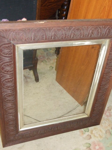 Carved Oak Frame 26 x 29 inches & 2 Ornate frames 21 x 17 1/2 inches one with picture on glass ( - Image 5 of 6