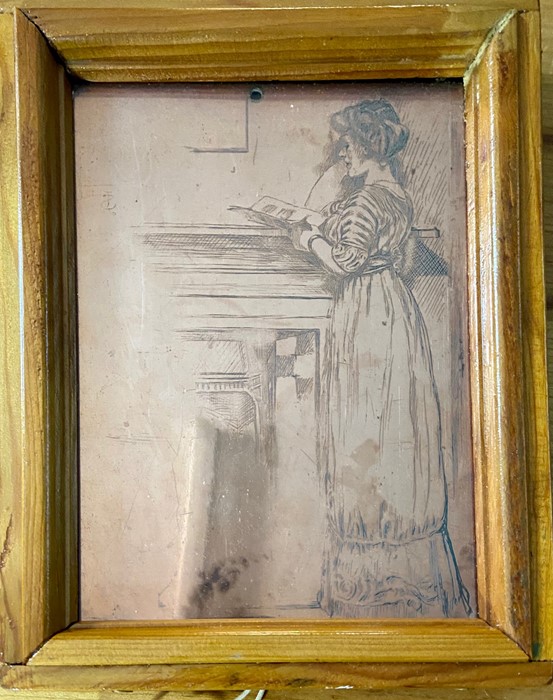 Copper Printers Plate of Lady 5 1/2 x 7 1/2 inches