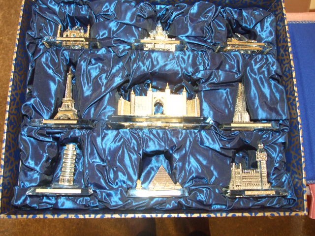 Cut Glass Cased Set of Iconic Buildings