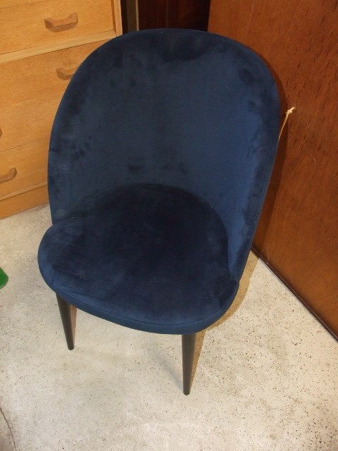 Heals Austin Dining Chair Plush Velvet Indigo Black leg ( 1 chair no box or packaging ) VAT on - Image 4 of 4