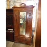 Victorian Satin Wood Wardrobe 83 1/2 inches tall 40 1/2 wide 16 1/2 deep