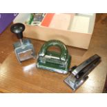 Vintage Comet Stapler , ENM 4513 Date Stamper , Hole Punch & various Parker Jotters etc