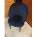 Heals Austin Dining Chair Plush Velvet Indigo Black leg ( 2 in lot ) VAT on this lot