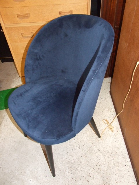 Heals Austin Dining Chair Plush Velvet Indigo Black leg ( 1 chair no box or packaging ) VAT on
