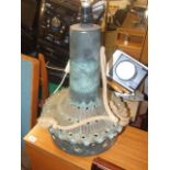 Large West German Pottery Lamp with Shade